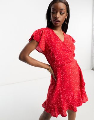 AX Paris short sleeve mini dress in red polka