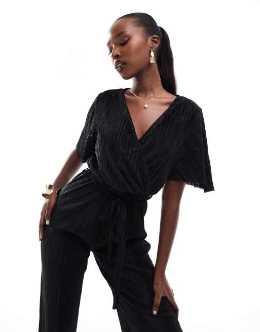 Short sleeve wrap jumpsuit on sale