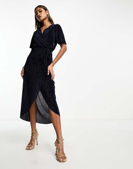 Navy plisse cheap dress