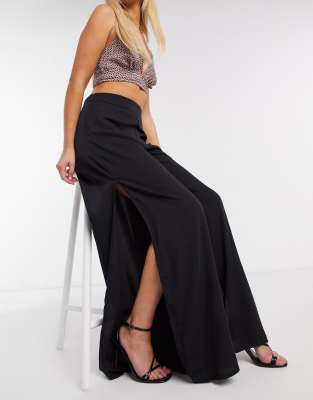 wide leg pants with side slits