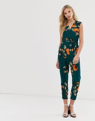 sleeveless wrap jumpsuit-Blue