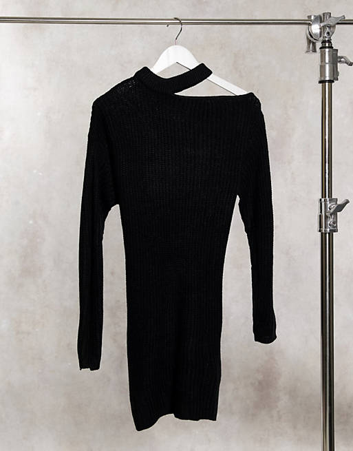 AX Paris - Sort sweaterkjole med skulderudskæring