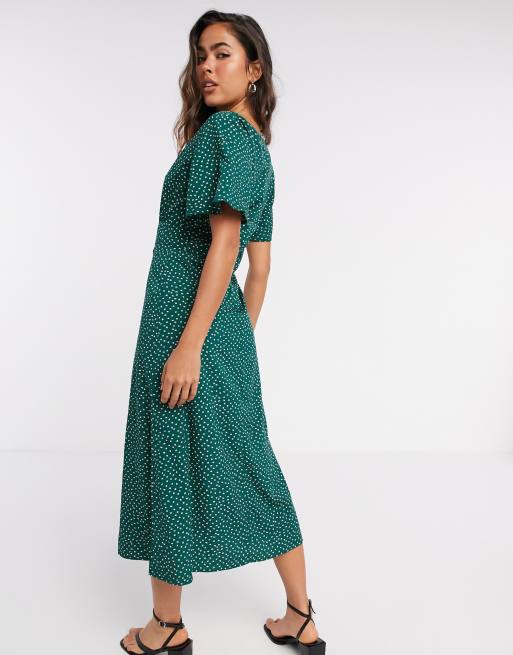 Asos green best sale spotty dress