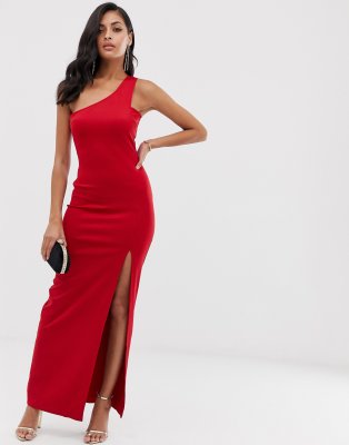 strapless maxi dress with side split