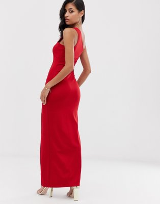 strapless maxi dress with side split