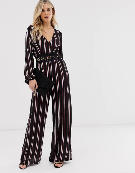 AX Paris stripe long sleeve jumpsuit | ASOS