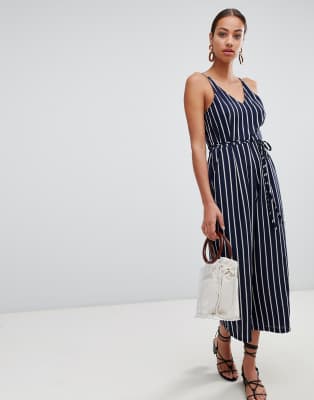 ax paris navy stripe jumpsuit