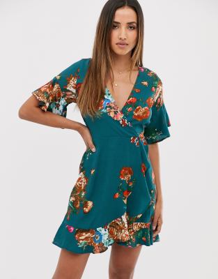 ax paris teal wrap dress