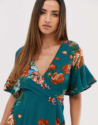 ax paris teal wrap dress