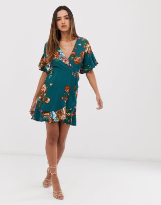 ax paris teal wrap dress