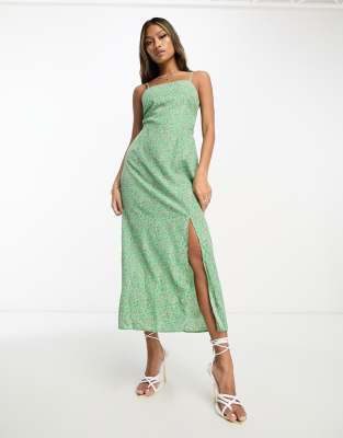 AX Paris tie back maxi dress in green floral