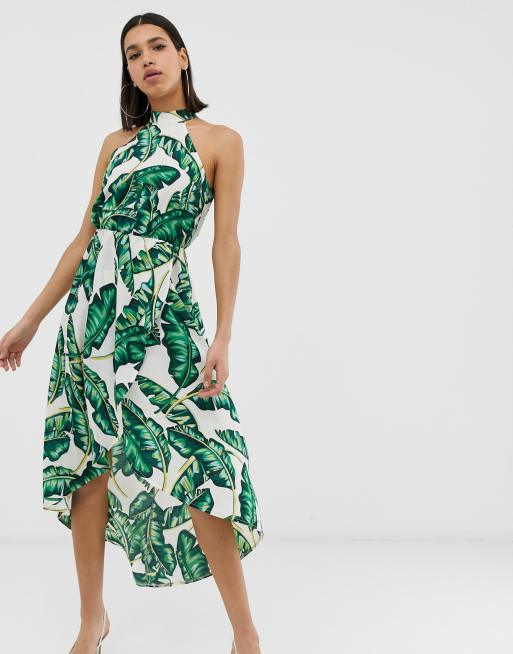 Leaf Print Dress Ax Paris Online Sale | construindocasas.com.br