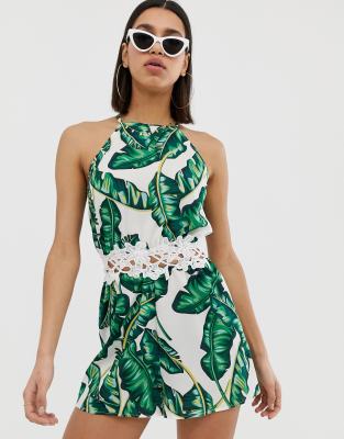 ax paris tropical print jumpsuit