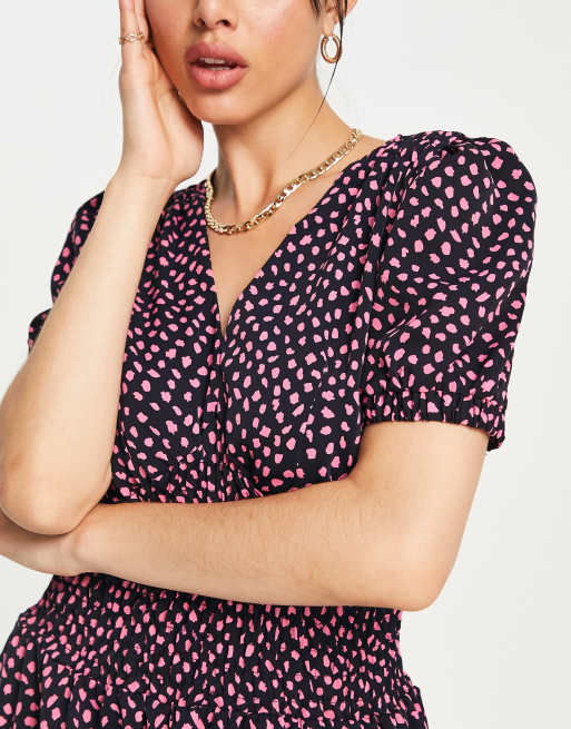 AX Paris v neck ditsy floral print mini dress in purple, 3 of 4