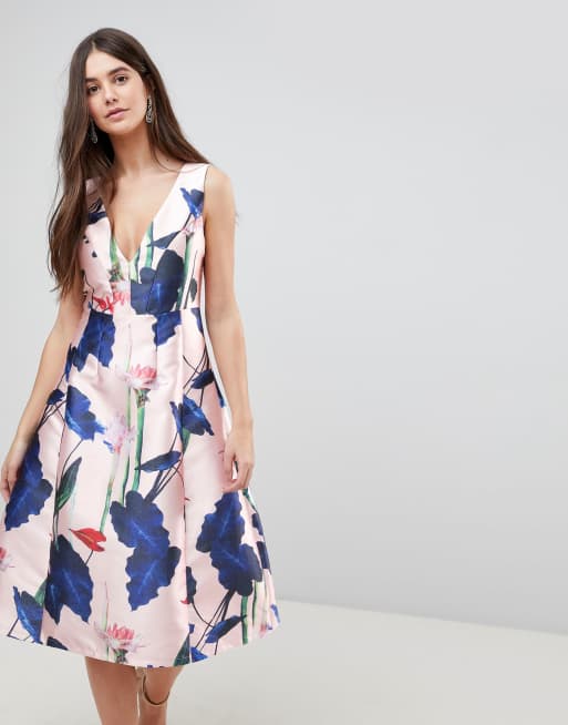 Ax Paris V Neck Floral Prom Dress ASOS
