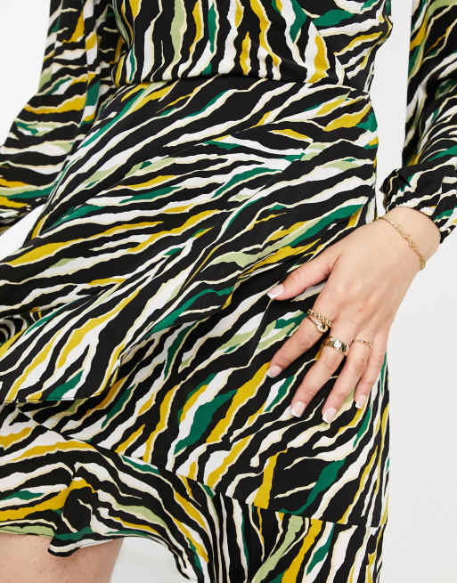 Asos yellow cheap zebra dress