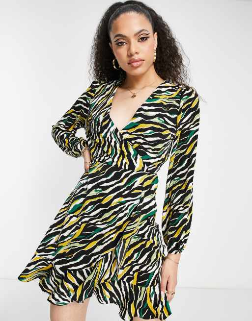 Asos yellow cheap zebra dress