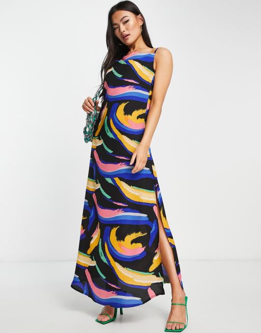 AX Paris - Vestito lungo con scollo ad anello e stampa geometrica