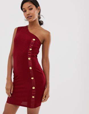 wine one shoulder dress