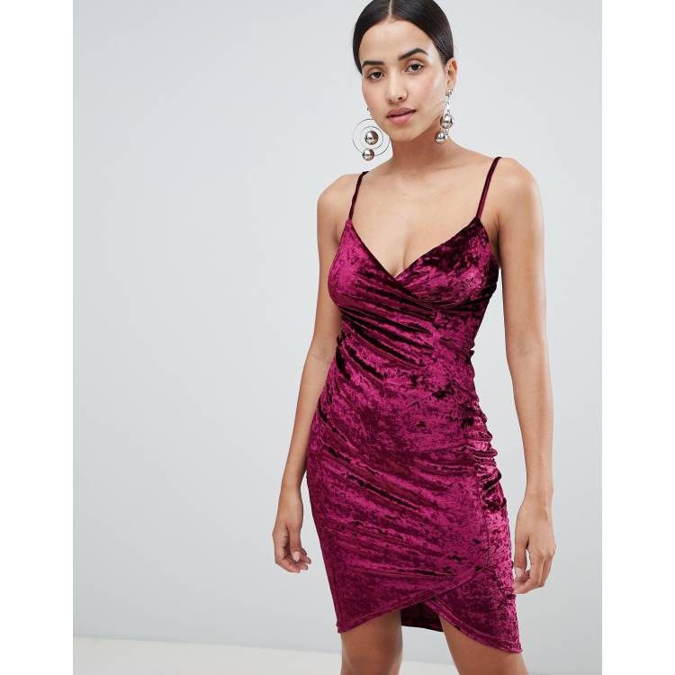 AX Paris Wrap Front Velvet Mini Dress ASOS