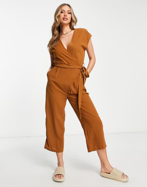 AX Paris wrap jumpsuit in mocha
