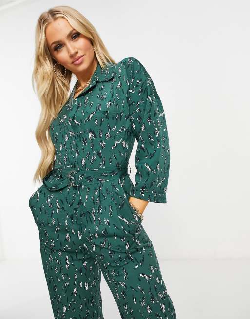 Ax Paris Wrap Jumpsuit In Smudge Print Faoswalimshops