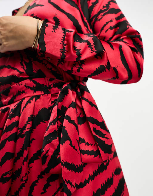 AX Paris wrap midi dress in red animal print