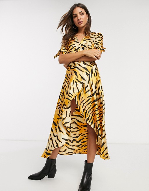AX Paris wrap midi dress in tiger print
