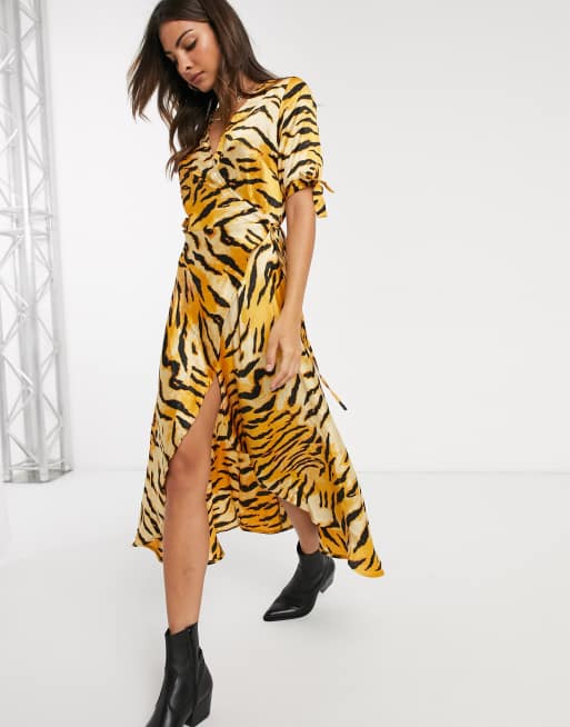 Tiger print midi store dress