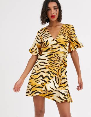 animal print wrap dress ax paris