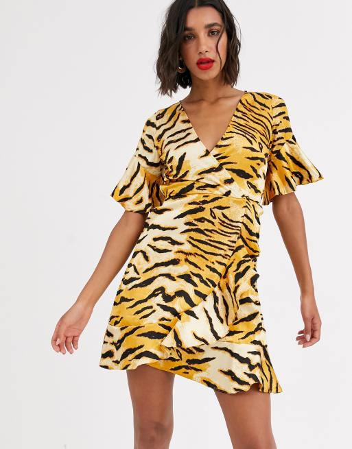 Ax paris yellow 2025 animal print dress