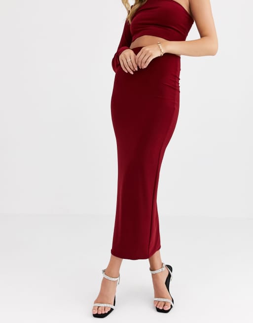 AYM premium bodycon midaxi skirt coord in berry | ASOS