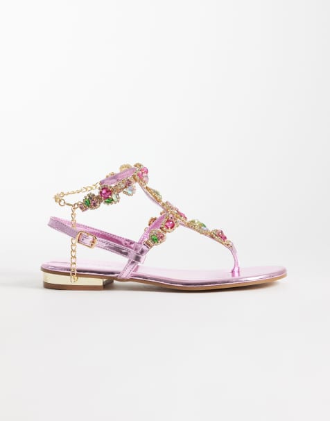 Azalea – Marinella – Flache Sandalen in Rosa mit Verzierung - view 1