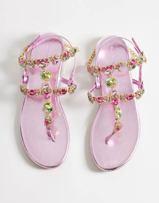 Azalea - Marinella - Platte sandalen met versiering in roze, 3 van 4