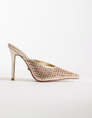 Abrielle heeled mules in gold