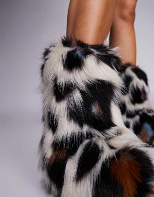 Azalea Wang Albert faux fur ankle boots in leopard print, 2 of 4