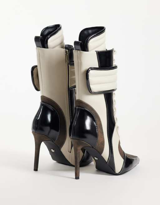 Azalea Wang Amada boxer high heeled boots in chocolate, 4 of 4