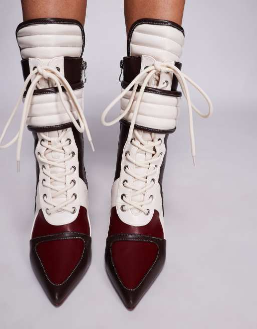 Azalea Wang – Amada – Stiefel im Boxerstil in Braun mit hohem Absatz, 2 von 4