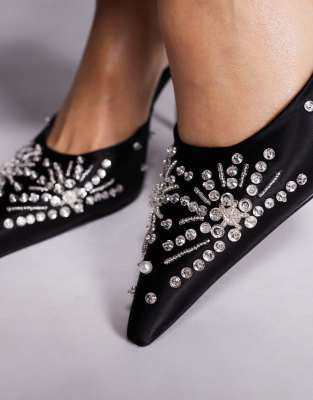 Azalea Wang Angelica Embellished Mule High Heels In Multi