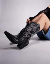 Glamorous welly western boots in burgundy