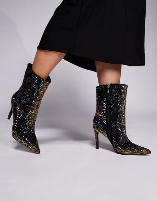 Azalea Wang Ansley studded high heel ankle boots in black, 2 of 4