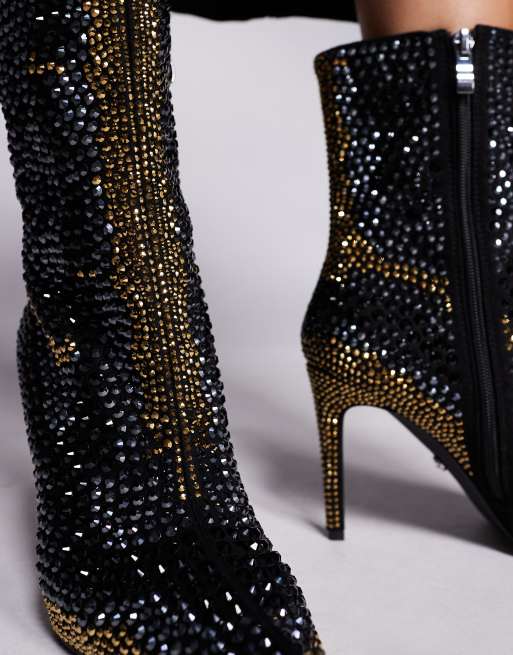 Azalea Wang Ansley studded high heel ankle boots in black, 3 of 4
