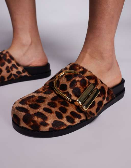 Azalea Wang Archibald buckle detail mules in leopard | ASOS