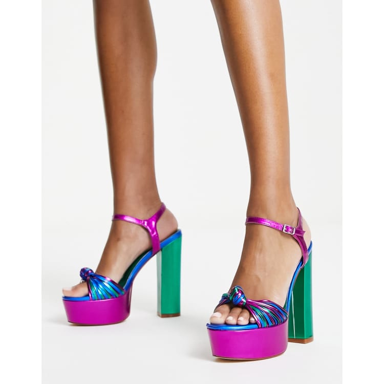 Multi coloured block heels best sale