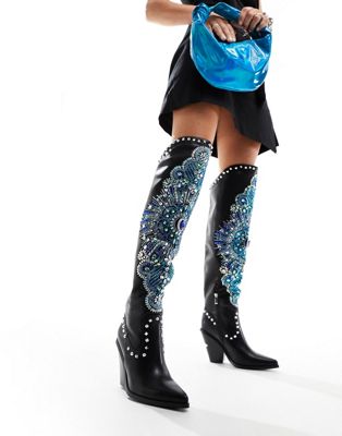  Axelbeat embellished front western boot 