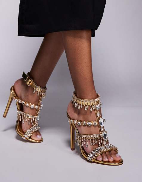 Azalea Wang - Baptista - Mules ornementées à talon - Doré - view 1