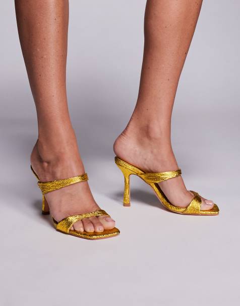 Azalea Wang Beal strappy mule in yellow - view 1