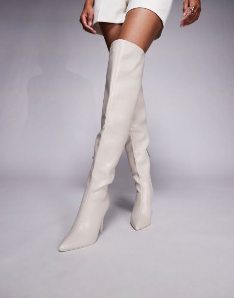 Azalea Wang Beaucoup heeled over the knee boots in bone - view 1