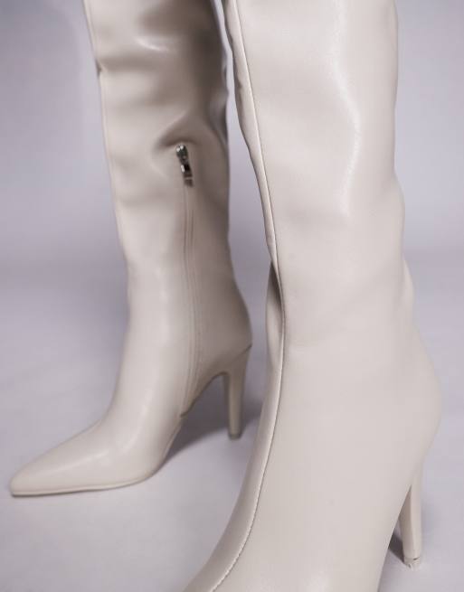 Azalea Wang Beaucoup heeled over the knee boots in off-white