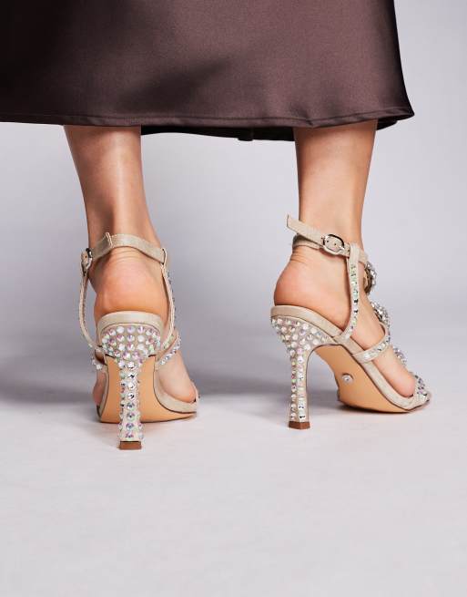 Azalea Wang - Bestella - Scarpe con tacco alto a gabbia decorate argento, 3 di 4